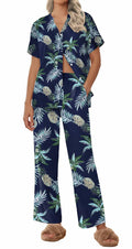 Ekouaer Women Pajamas Set Button Down Short Sleeve Navy Size Small by Deal US