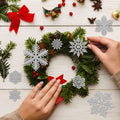 54pcs Silver Snowflake Christmas Tree Ornaments Glitter Indoor Decor by Deal US