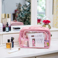 FUNSEED Clear Travel Toiletry Bag Large Organizer Pink Multiple Compartments by Deal US