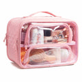 FUNSEED Clear Travel Toiletry Bag Large Organizer Pink Multiple Compartments by Deal US