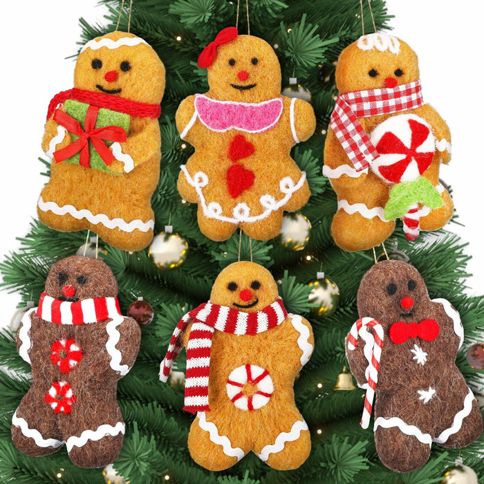 Fanfanwin Gingerbread Man Ornaments Brown 5.12in 6 Pcs Christmas Decor by Deal US