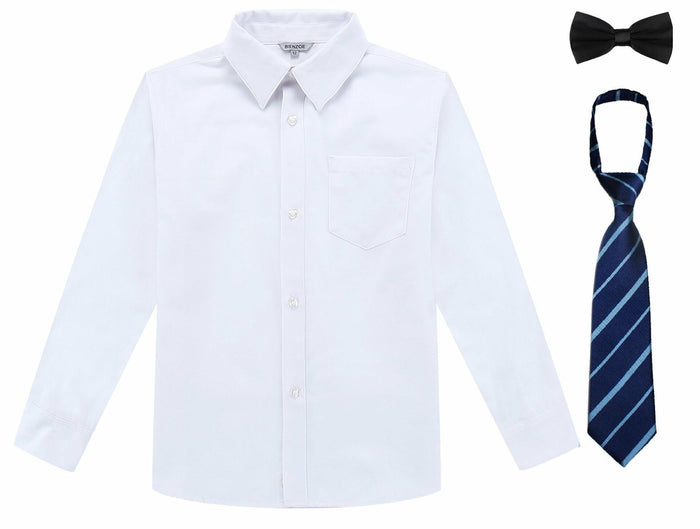 Bienzoe Boys Long Sleeve Button Down Shirt White Size 14 by Deal US