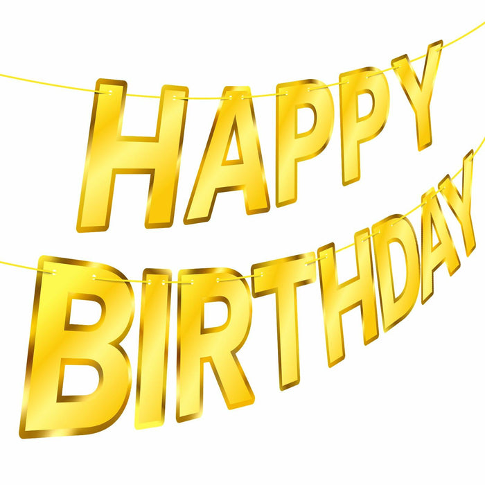 Gold Happy Birthday Banner Sign Garland Party Decoration Kids Baby Party by Deal US