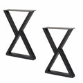 Herkii Heavy Duty Metal Table Legs 16" H x 11" W Black Set of 2 by Deal US