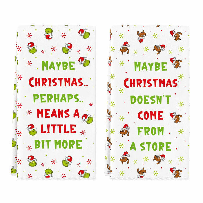 Funny Christmas Towels 2 Pack Absorbent Kitchen Bathroom White Elephant Gifts by Deal US