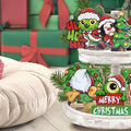 Uruney Merry Christmas Snowman Tiered Tray Decor Green 1 Count by Deal US