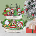 Uruney Merry Christmas Snowman Tiered Tray Decor Green 1 Count by Deal US