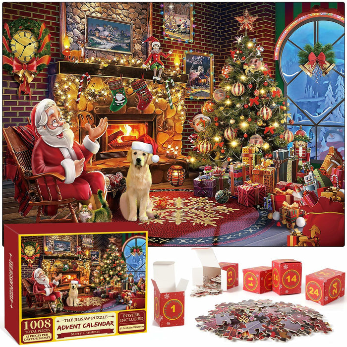 Advent Calendar 2025 Christmas Jigsaw Puzzle 1008 Pieces Cartoon Theme by Deal US