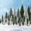 36PCS Bottle Brush Christmas Trees Multi-Size Table Decor with Wood Base by Deal US
