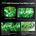Vloso Christmas Tree Ribbon Lights 66Ft 200 LED Remote Timer Battery USB by Deal US