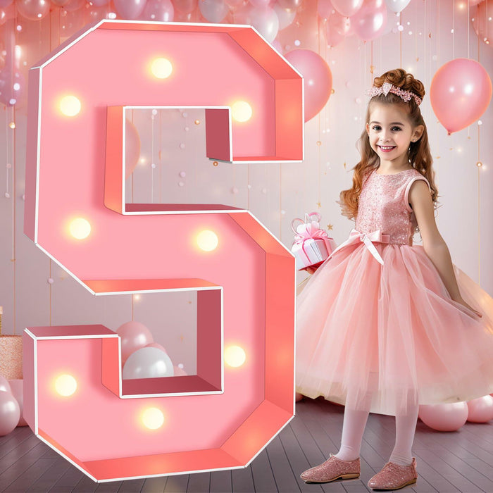Pooqla 3FT LED Marquee Letter S Pink Party Birthday Wedding Decor by Deal US