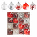 16PCS Clear Red Christmas Balls Ornaments 3.15in Shatterproof Hanging Set by Deal US