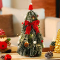 HOMCDALY 16in LED Tabletop Christmas Tree with Red Bowtie Indoor Decor by Deal US
