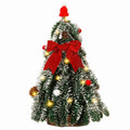 HOMCDALY 16in LED Tabletop Christmas Tree with Red Bowtie Indoor Decor by Deal US