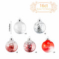 16PCS Clear Red Christmas Balls Ornaments 3.15in Shatterproof Hanging Set by Deal US