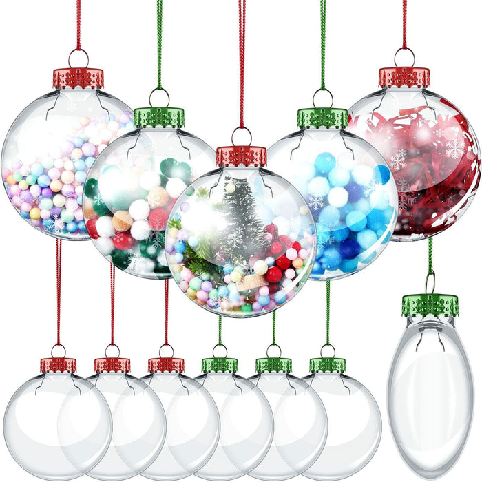 Sumind 12pcs Clear Fillable Christmas Ornament Balls 3.15in Red Green by Deal US