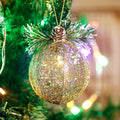 Christmas Ball Ornaments 4pc Set Champagne Pinecone Rattan String Decor by Deal US