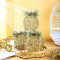 Christmas Ball Ornaments 4pc Set Champagne Pinecone Rattan String Decor by Deal US
