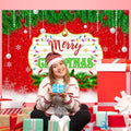 Merry Christmas Backdrop Red Green Balls Leaves Party Decoration 7x5Ft by Deal US
