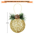 Christmas Ball Ornaments 4pc Set Champagne Pinecone Rattan String Decor by Deal US