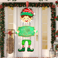 [Like New] Elf Boys Hanging Sign with Lights Wooden Christmas Decor Indoor Outdoor by Deal US