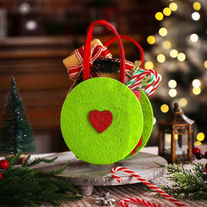 Sweetude Lime Green Christmas Felt Treat Bags 12 Pcs 5.39x9.06 Inch by Deal US