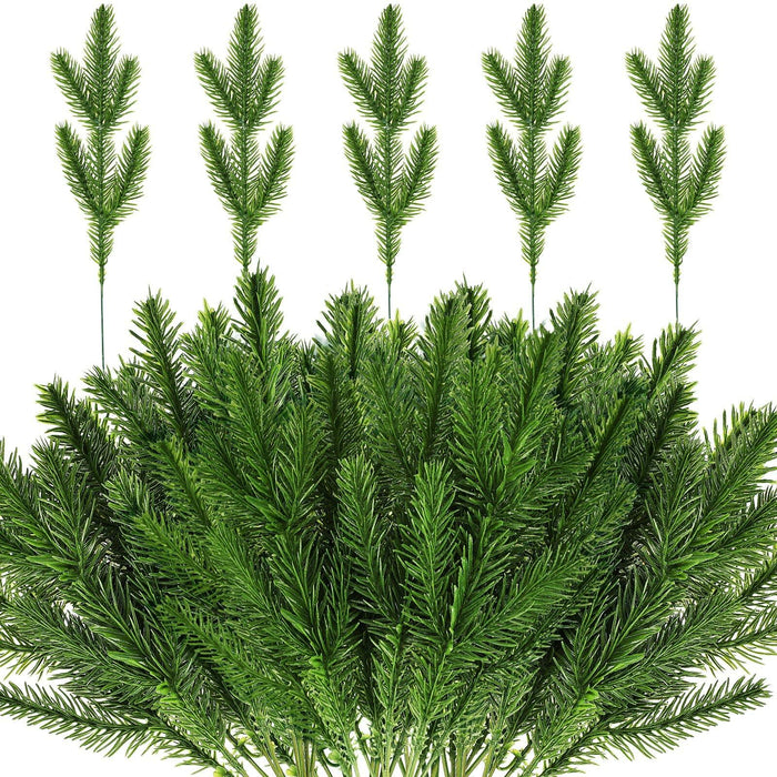 100 Pieces Artificial Pine Needles 10in Green Christmas DIY Accessories by Deal US