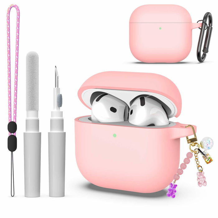 Silicone Case Compatible with AirPods 4th Gen Keychain Pendant Lanyard Pink by Deal US