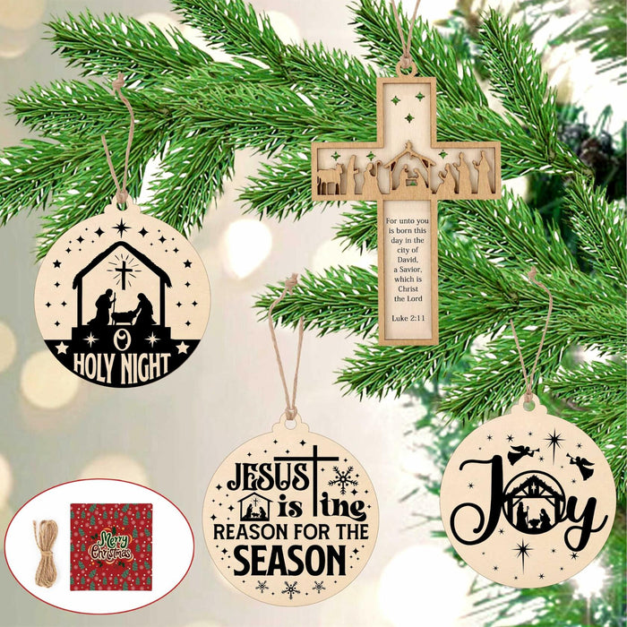 Christian Nativity Ornaments Cross Scene Set 8 Pcs Christmas Decor by Deal US