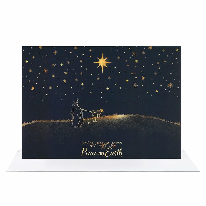 CareGifts Religious Christmas Card Gold Foil Peace on Earth 6x8 Inch 1 PC by Deal US