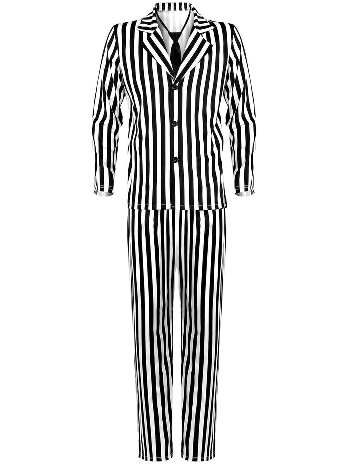 Halloween Black White Striped Men Costume Comedy Horror Size XXL by Deal US