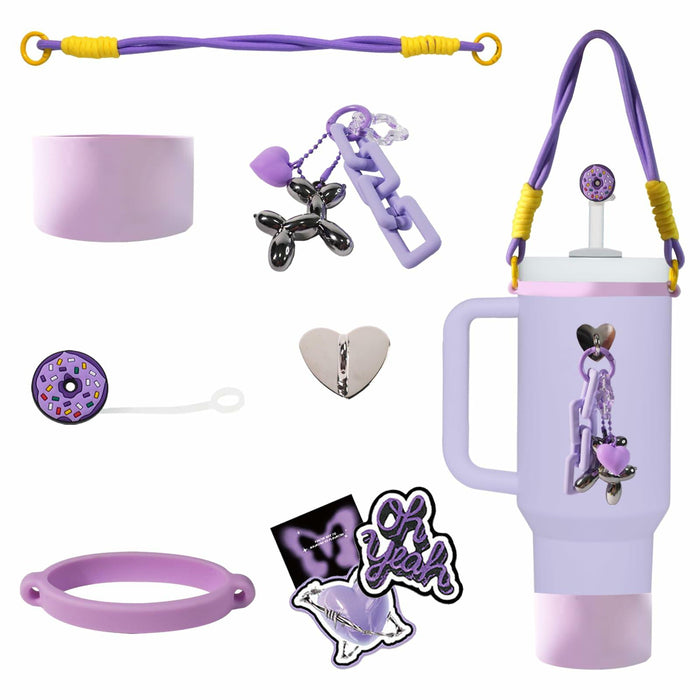 Stanley Cup Accessories Set Silicone Boot Handle Strap Straw Cover Charms by Deal US