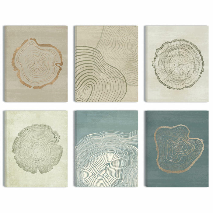 Anyzal Tree Ring Canvas Wall Art 6 Panels Gray 8x10 inches by Deal US