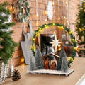 Cinnvoice LED Wooden Nativity Set Christmas Decoration Indoor Tabletop Display by Deal US
