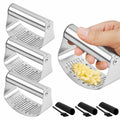 FATUXZ 3-Piece Stainless Steel Garlic Press Set with Silicone Peeler by Deal US