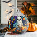 Christmas Ornament Stained Glass Ghost with Pumpkin Holiday Decoration by Deal US