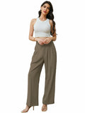 Betusline Womens Business Casual Wide Leg Long Dress Pants Brown Size Small by Deal US