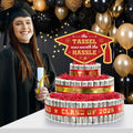 2025 Graduation 3 Tier Red Gold Grad Cap Cake Cash Gift Party Supplies by Deal US