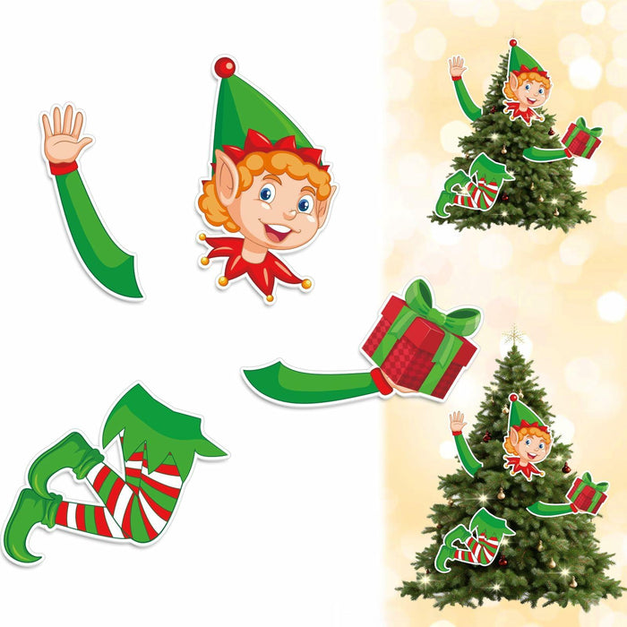 Lonfliness Elf Christmas Tree Topper 4pcs Xmas Holiday Decor Set by Deal US