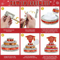 2025 Graduation 3 Tier Red Gold Grad Cap Cake Cash Gift Party Supplies by Deal US