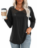 Uincloset Women's Long Sleeve Lace Crochet Tunic Blouse Black Size Small by Deal US