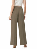 Betusline Womens Business Casual Wide Leg Long Dress Pants Brown Size Small by Deal US