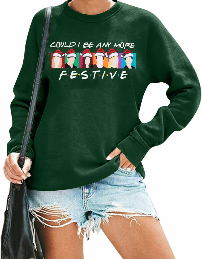 FASHGL Christmas Friends Sweatshirt Women Green Long Sleeve XX Large by Deal US