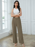 Betusline Womens Business Casual Wide Leg Long Dress Pants Brown Size Small by Deal US