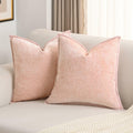 FUTEI Pink Chenille Throw Pillow Covers 22x22 Inch Set of 2 Soft Cozy Edge by Deal US
