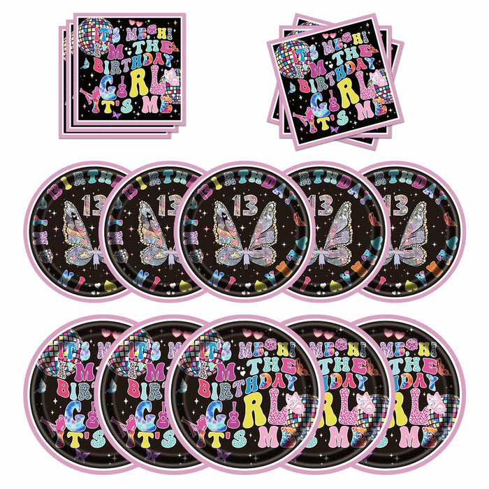 Its Me Birthday Girl Tableware Plates Napkins Party Supplies Pink 24 Count by Deal US