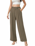 Betusline Womens Business Casual Wide Leg Long Dress Pants Brown Size Small by Deal US