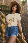 Inber Women's Crewneck Boho Wildflowers Graphic T-Shirt Size S by Deal US