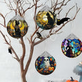 Christmas Ornament Stained Glass Ghost with Pumpkin Holiday Decoration by Deal US
