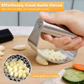 FATUXZ 3-Piece Stainless Steel Garlic Press Set with Silicone Peeler by Deal US